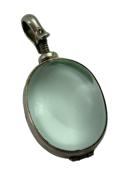 Large Vintage 1960's Silver & Glass Swivel Top Locket Pendant Silver Charm - Sandy's Vintage Charms