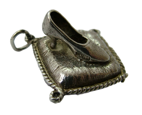 Vintage 1970's Silver Opening Cinderella's Slipper on a Cushion Charm
