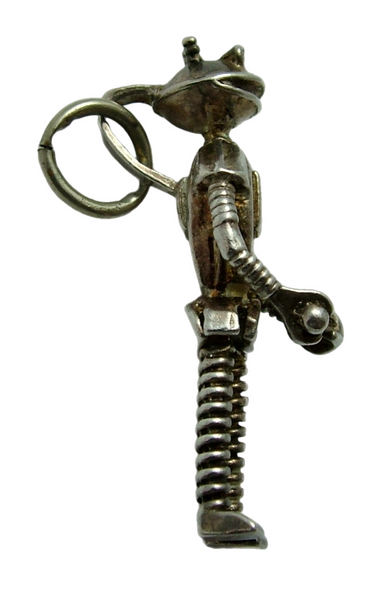 Vintage 1970's Silver Articulated Smash Martian Robot Pendant Silver Charm - Sandy's Vintage Charms