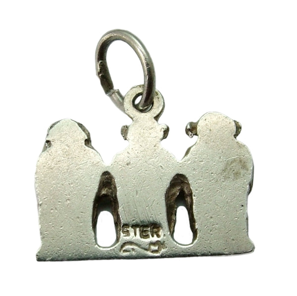 Vintage 1960's Silver Flat Backed Three Wise Monkeys Charm Silver Charm - Sandy's Vintage Charms