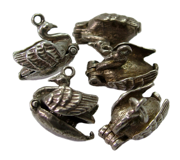 Vintage 1960's Silver Opening Nuvo Swan Charm Ballerina Inside Silver Charm - Sandy's Vintage Charms