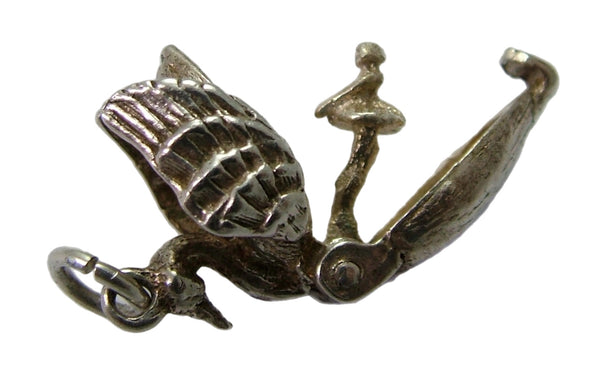 Vintage 1960's Silver Opening Nuvo Swan Charm Ballerina Inside Silver Charm - Sandy's Vintage Charms