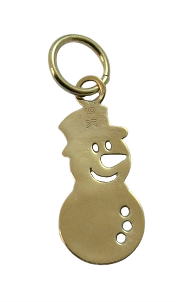 Small Modern Secondhand 9ct Gold & Enamel Snowman Charm
