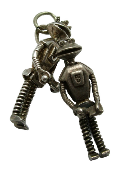Vintage 1970's Silver Articulated Smash Martian Robot Pendant Silver Charm - Sandy's Vintage Charms