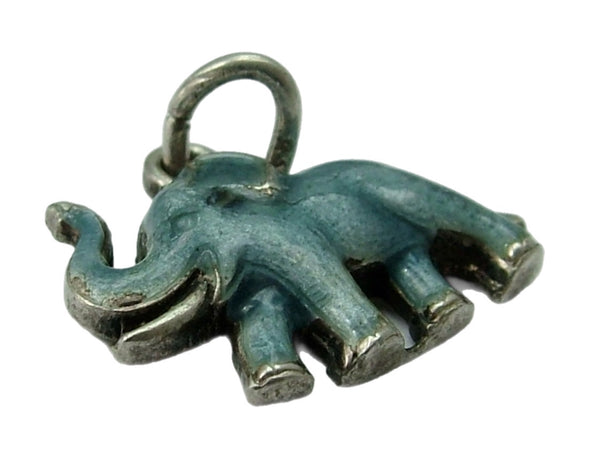 Small 1950's Silver & Blue Enamel Elephant Charm
