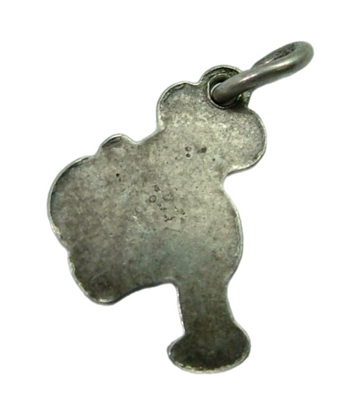 Small Vintage 1950's Solid Silver Brown Enamel Bear Charm with Red Ball