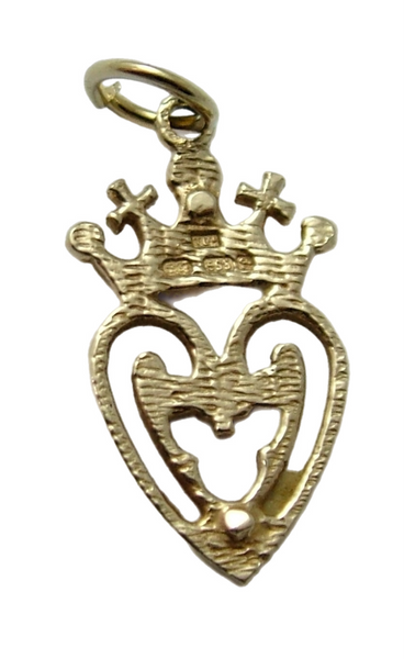 Vintage 1990's Solid 14ct 14k Gold Luckenbooth Heart Charm