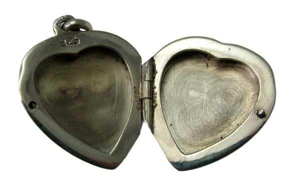 Vintage Silver & Blue Resin Heart Locket Pendant HM 2000 Silver Charm - Sandy's Vintage Charms