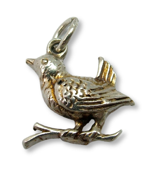 Vintage 1970's Solid Silver Jenny Wren Bird Charm Silver Charm - Sandy's Vintage Charms