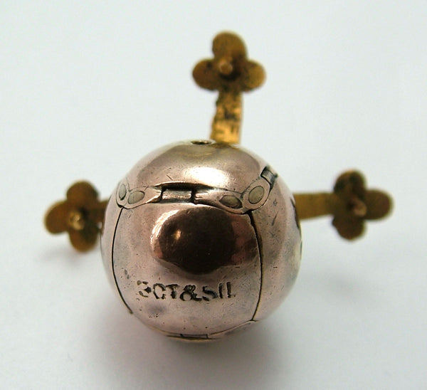 Antique Edwardian c1910 9ct Rose Gold & Silver Opening Masonic Ball Charm Antique Charm - Sandy's Vintage Charms