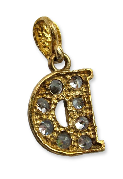 Vintage 1990's Solid 9ct Gold & CZ Initial Letter "D" Charm or Pendant Gold Charm - Sandy's Vintage Charms