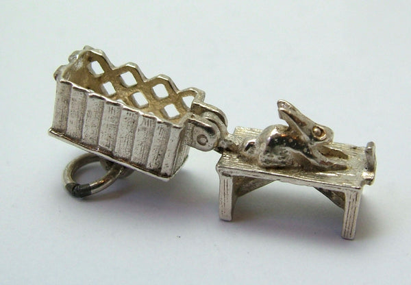 Vintage 1970's Silver Rabbit Hutch Charm Opens to Bunny Inside Silver Charm - Sandy's Vintage Charms