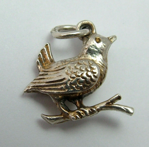 Vintage 1970's Solid Silver Jenny Wren Bird Charm Silver Charm - Sandy's Vintage Charms