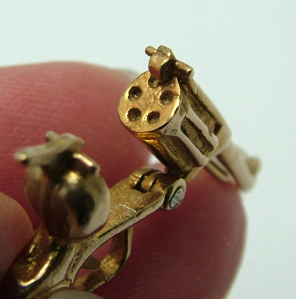 Large Vintage 1970's 9ct Gold Opening Gun Revolver Charm Gold Charm - Sandy's Vintage Charms