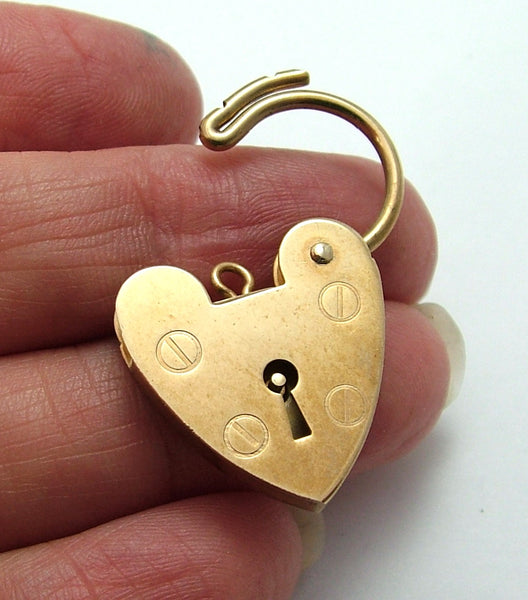 Large Vintage 1990's 9ct Yellow Gold Padlock Bracelet Fastener or Charm HM 1992 Gold Charm - Sandy's Vintage Charms