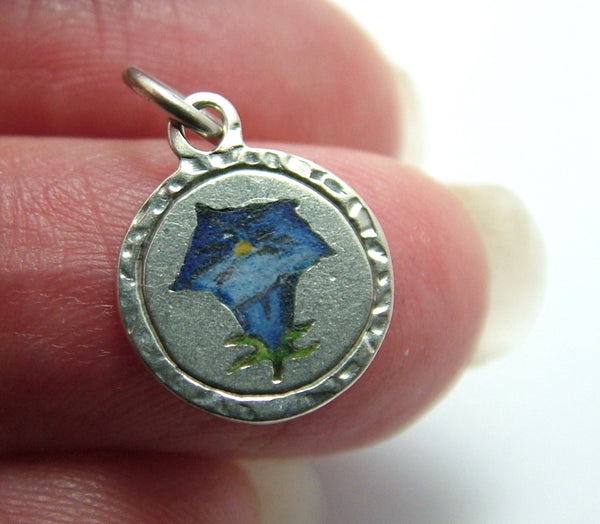 Small Antique c1915 Silver & Enamel Blue Gentian Alpine Flower Charm Antique Charm - Sandy's Vintage Charms