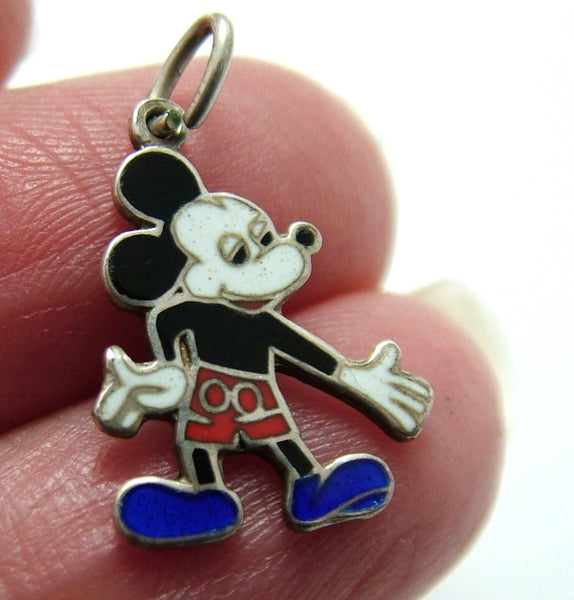 Vintage 1950's Silver & Enamel Mickey Mouse Charm Enamel Charm - Sandy's Vintage Charms