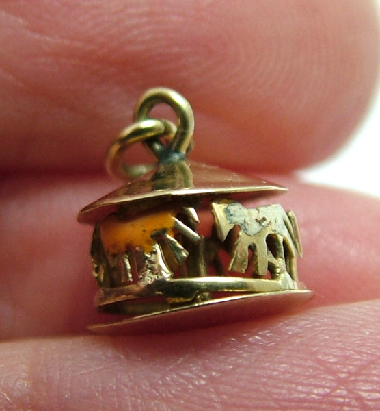 Small Vintage 1950's 14ct 14k Gold & Enamel Moving Horse Carousel Charm Gold Charm - Sandy's Vintage Charms