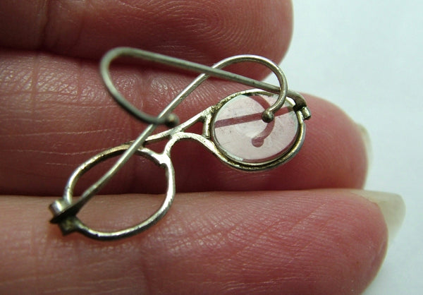 Antique Victorian c1900 Silver “Love is Blind” Glasses Case Charm Removable Glasses Inside Antique Charm - Sandy's Vintage Charms