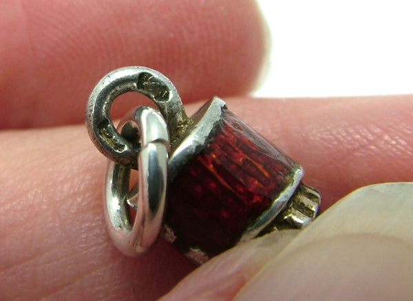 Antique c1905 Austro/Hungarian Silver & Red Enamel Hand Charm ON LAYAWAY Victorian Charm - Sandy's Vintage Charms
