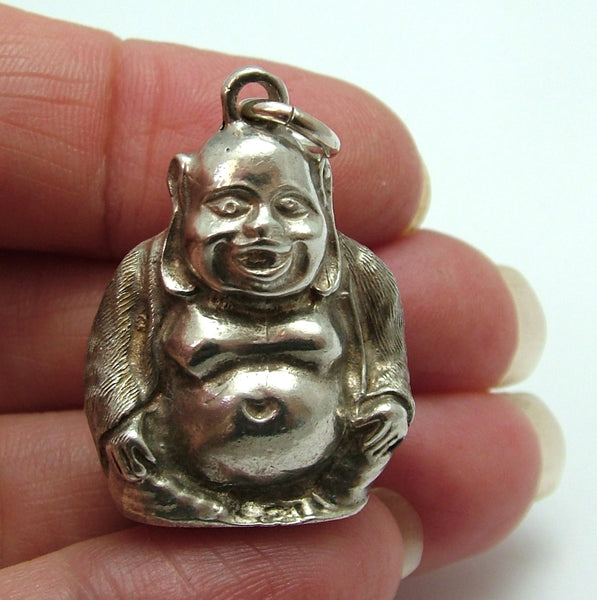 Very Large Vintage 1970's Silver Buddha Charm HM 1976 Silver Charm - Sandy's Vintage Charms