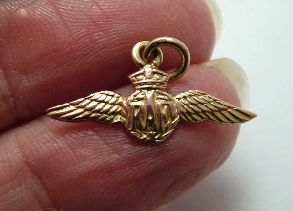 Small Vintage 1940’s/50's 9ct Rose Gold RAF Wings Charm Gold Charm - Sandy's Vintage Charms