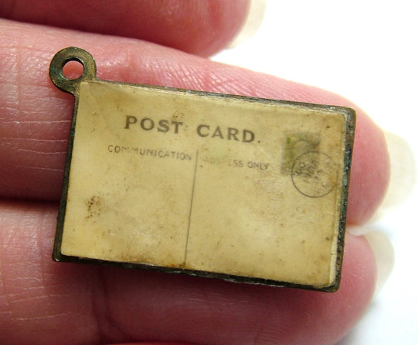 Antique Edwardian Brass Miniature Cape Town Postcard Charm Antique Charm - Sandy's Vintage Charms