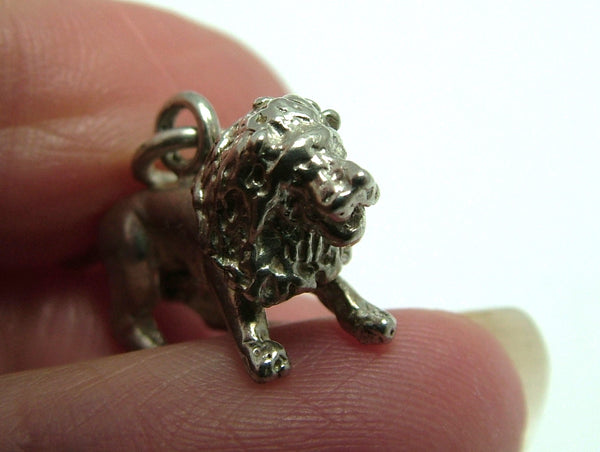 Vintage 1960's Silver Lion Charm with Moving Head & Tail Silver Charm - Sandy's Vintage Charms