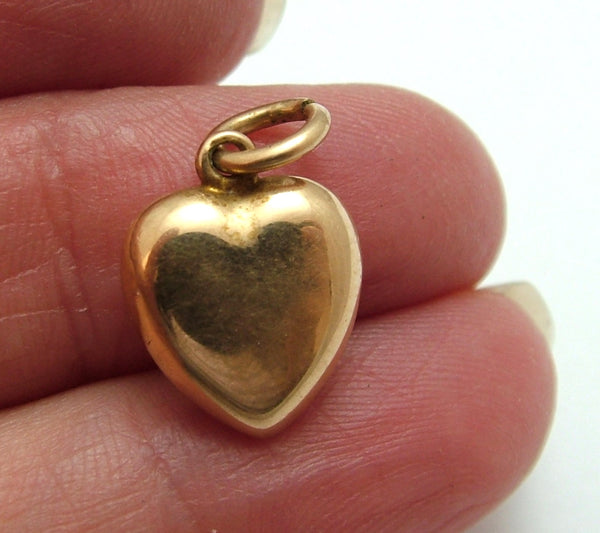 Small Antique Victorian c1890 15ct Rose Gold Puffy Heart Charm Antique Charm - Sandy's Vintage Charms