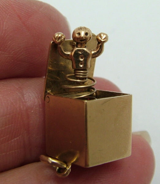 Antique Edwardian c1910 9ct Gold “Jack in a Box” Charm Pop Up Jack Inside Antique Charm - Sandy's Vintage Charms
