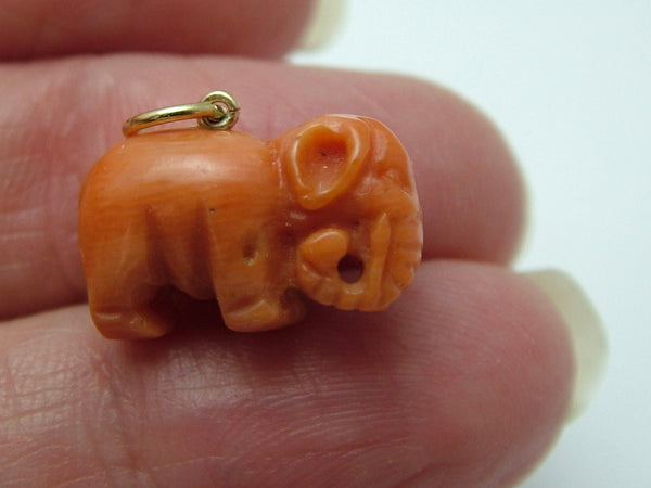 Vintage 1920's/30’s 9ct Gold & Coral Elephant Charm 1920s-1950s Charm - Sandy's Vintage Charms