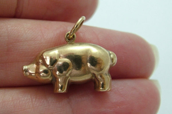 Vintage 1970's Hollow 9ct Gold Pig Charm HM 1972 Gold Charm - Sandy's Vintage Charms