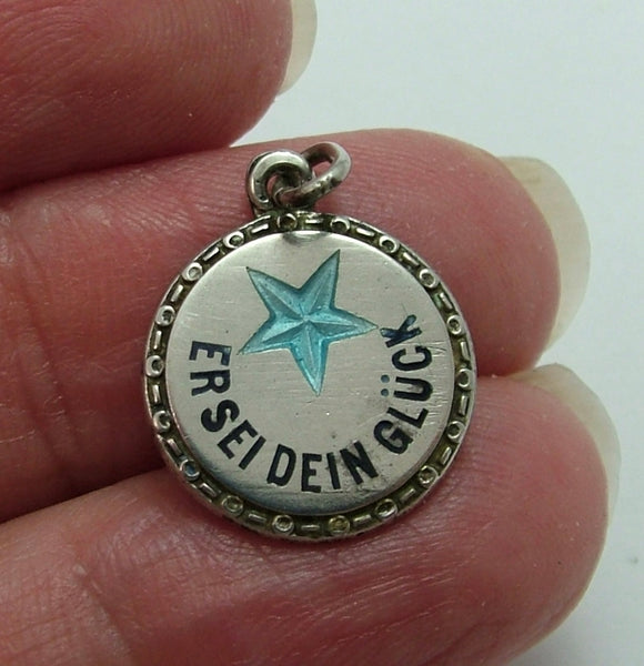 Vintage 1930's Silver & Turquoise Enamel Lucky Star Charm Enamel Charm - Sandy's Vintage Charms