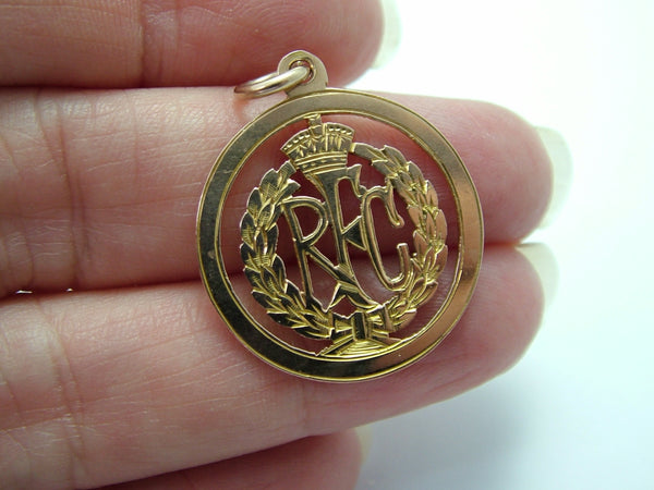 Antique WWI Solid 9ct Rose Gold Royal Flying Corp Medal Fob Charm Antique Charm - Sandy's Vintage Charms