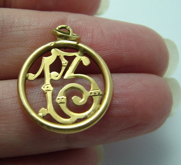 Antique Victorian c1900 French 18ct 18k Gold Hollow Lucky No. 13 Disc Charm Antique Charm - Sandy's Vintage Charms