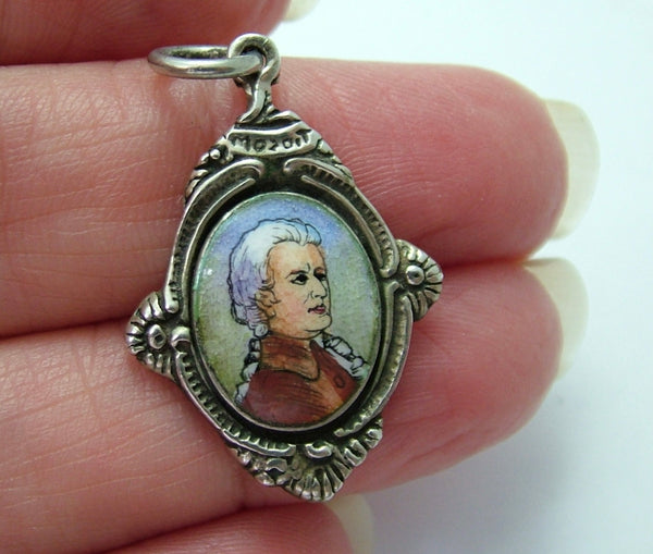 Vintage 1980's Silver & Enamel Mozart Souvenir Charm Enamel Charm - Sandy's Vintage Charms