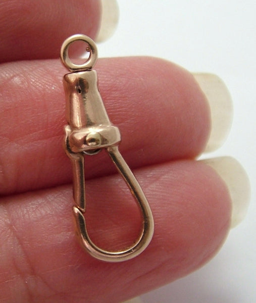 Vintage 1990's Solid 9ct Rose Gold Swivel Dog Clip Fastener - For Hanging Fobs & Charms