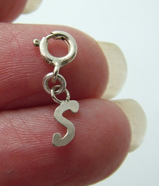Tiny Secondhand Sterling Silver Initial Letter Charms on Bolt Rings FULL ALPHABET AVAILABLE Silver Charm - Sandy's Vintage Charms