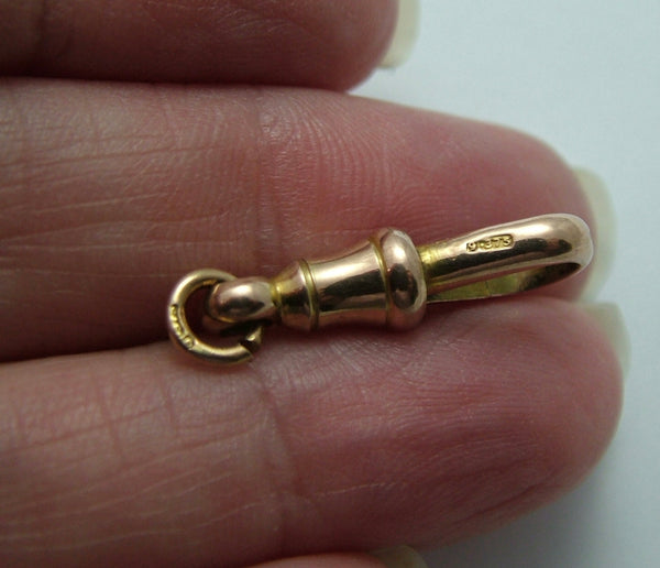 Antique Edwardian c1905 Solid 9ct Rose Gold Dog Clip Fastener - For Hanging Fobs & Charms
