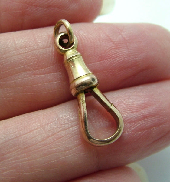 Antique Edwardian c1905 Solid 9ct Rose Gold Dog Clip Fastener - For Hanging Fobs & Charms