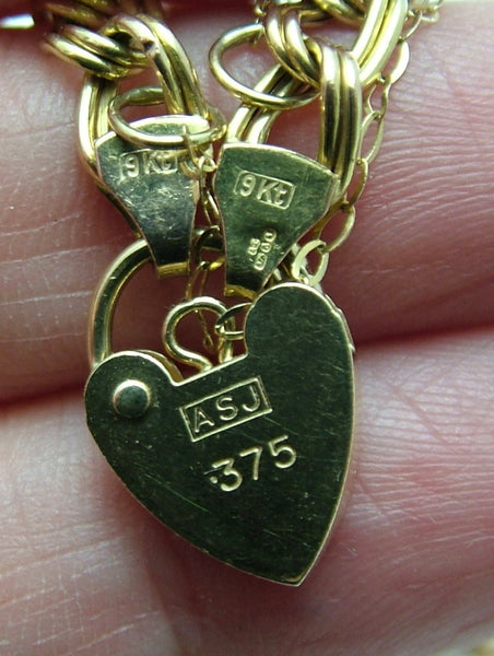 Vintage 1980's Solid 9ct Gold Bracelet with Padlock Fastener HM 1980