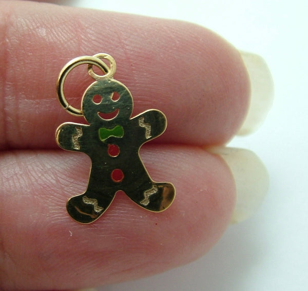 Small Modern Secondhand 9ct Gold & Enamel Gingerbread Charm