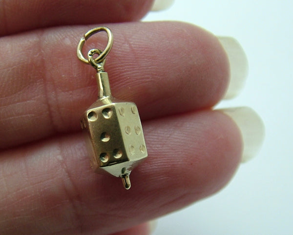 Vintage 1950’s 14ct 14k Gold Spinning Dice Charm