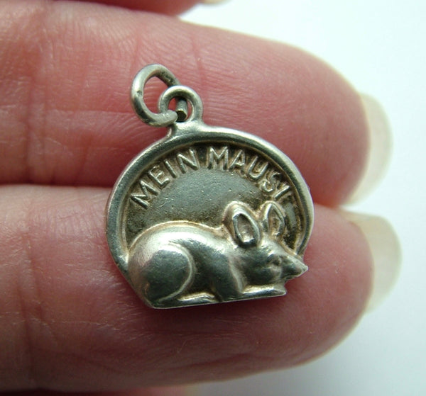 Small Vintage 1950's Silver “Mein Mausi” Mouse Charm