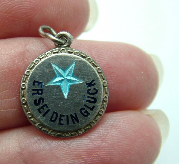 Vintage 1930's Silver & Turquoise Enamel Lucky Star Charm