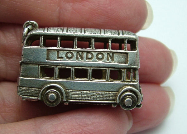 Large Heavy Vintage 1970's Silver London Double Decker Bus Charm HM 1977