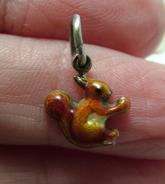 Small Vintage 1950's Silver & Brown Enamel Squirrel Charm