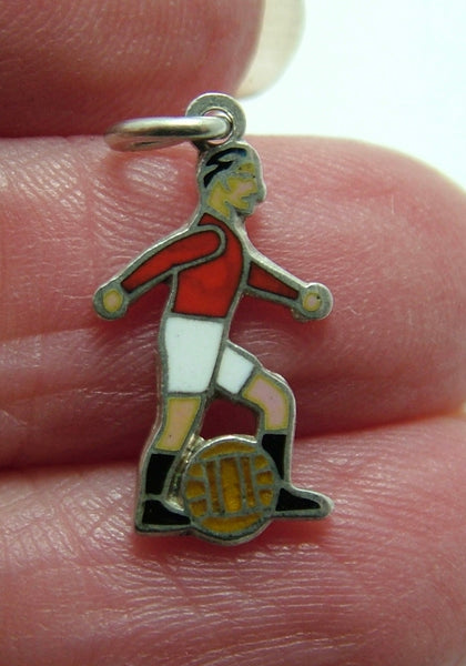 Vintage 1950's Silver & Red Enamel Footballer Charm