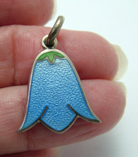 Vintage 1980's Silver & Enamel Bluebell Flower Charm by Stewart John Wilson Enamel Charm - Sandy's Vintage Charms