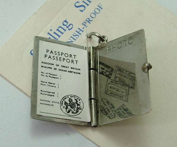 Vintage 1970's Silver Opening Passport Charm Papers Inside Silver Charm - Sandy's Vintage Charms